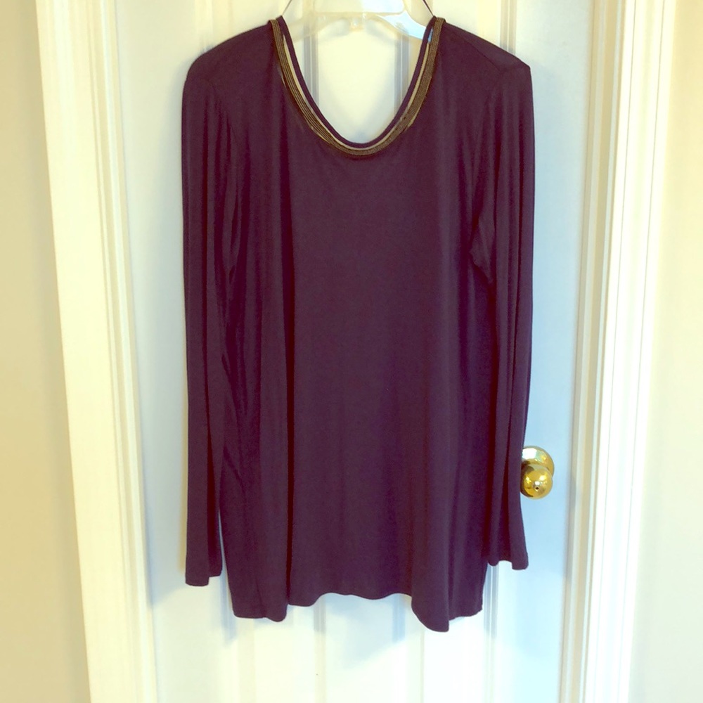 Navy beaded neck tunic